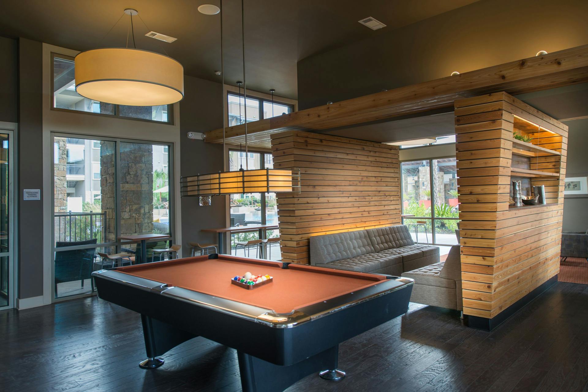 Community lounge with pool table